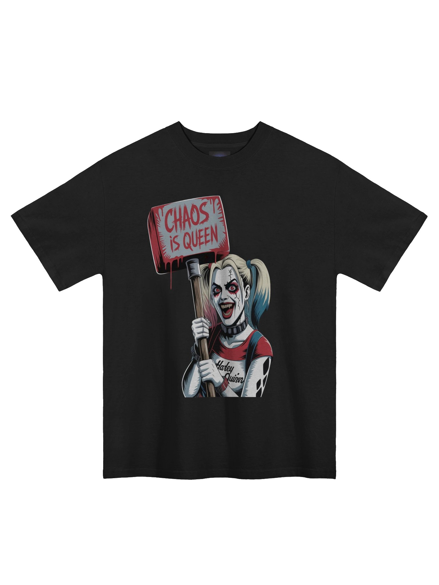 Harley Quinn 'Chaos is Queen' Protest Mallet Oversized Faded T-Shirt product image (3)