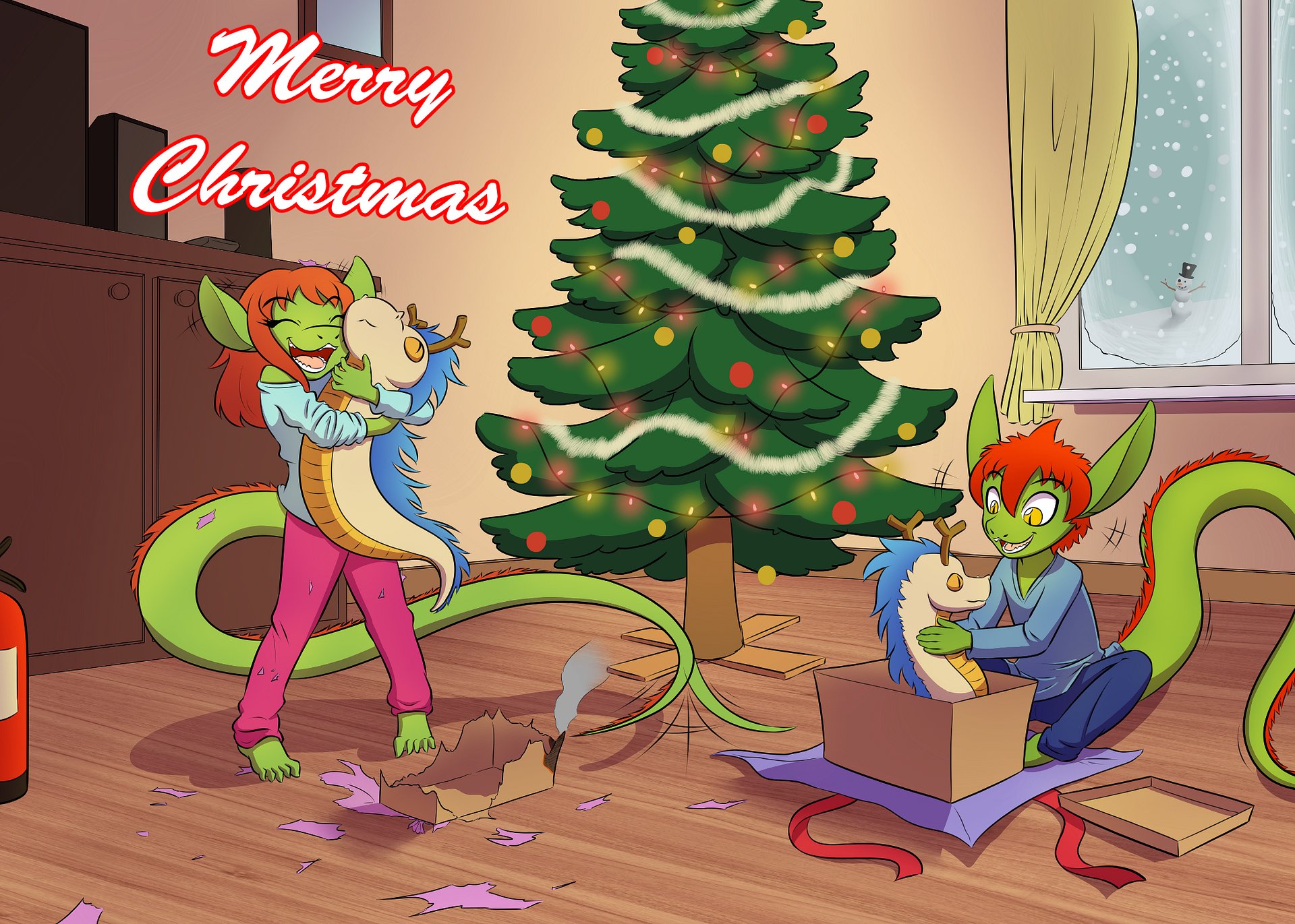 Opening presents - Christmas card product image (1)