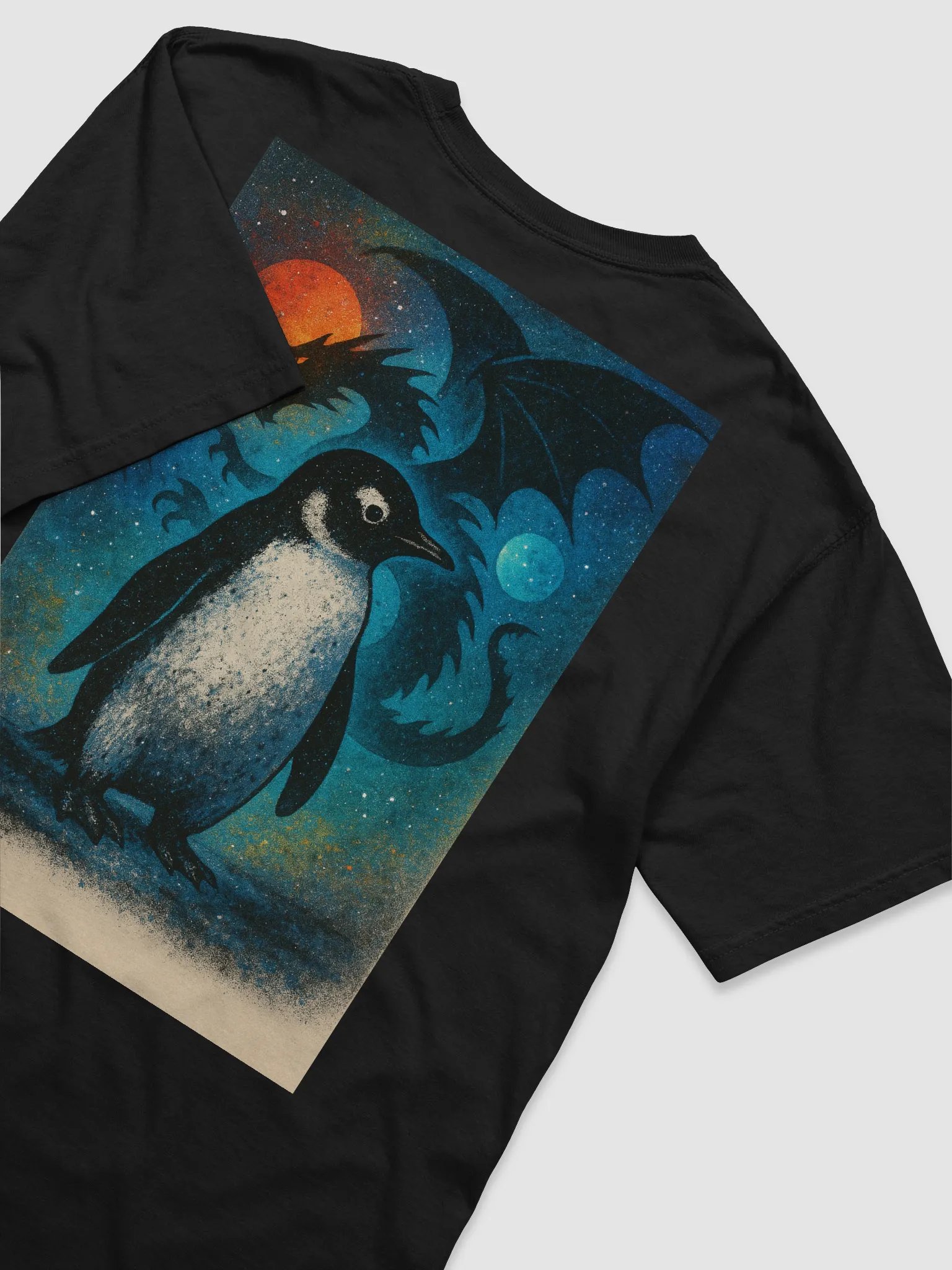 Cosmic Penguin vs. Dragon T-Shirt product image (4)