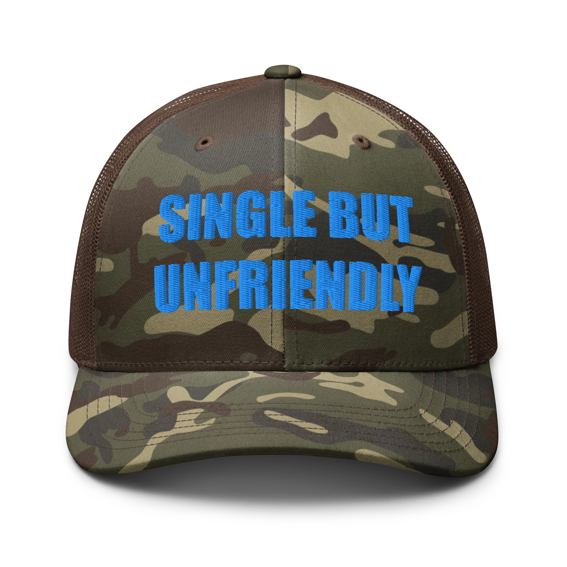 SINGLE BUT UNFRIENDLY BLUE CAMO HAT product image (1)