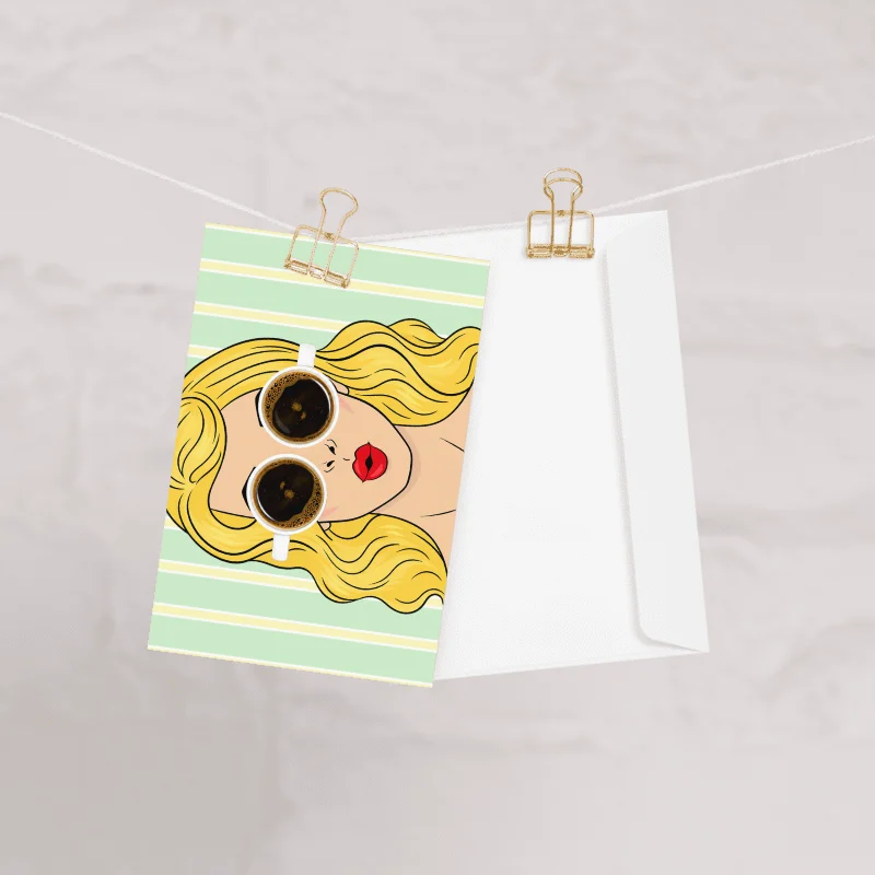 Blondie Coffee Lover Card – Retro Coffee Greeting Card product image (1)