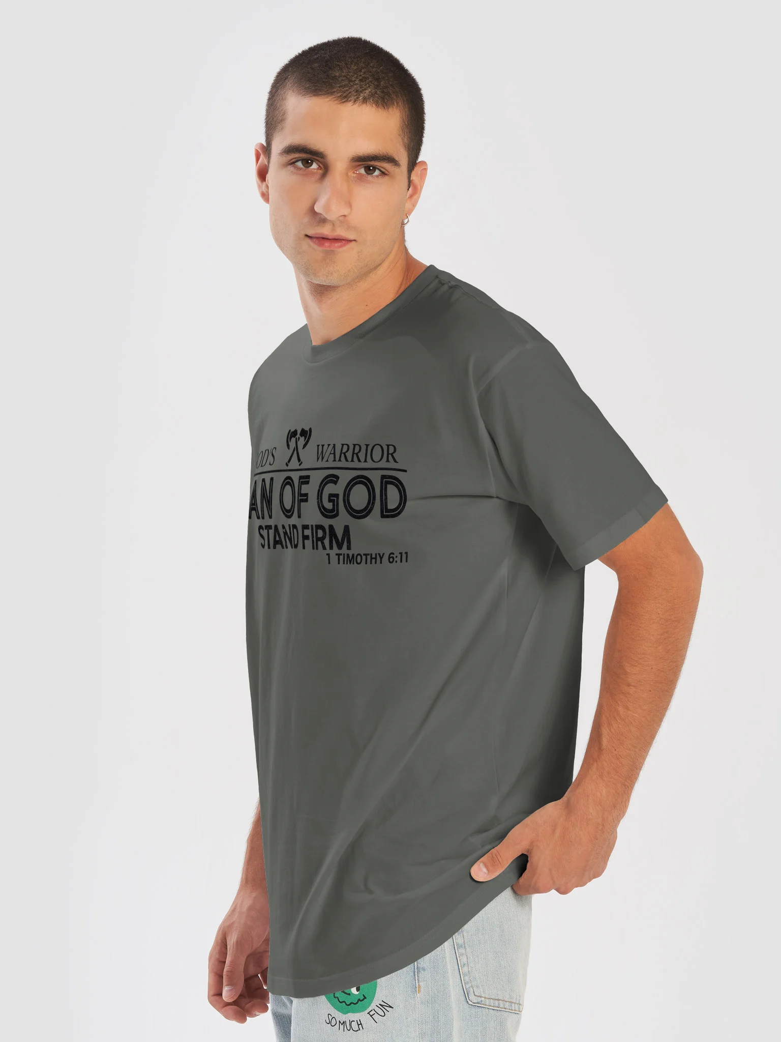God's Warrior – Man of God | Stand Firm | 1 Timothy 6:11 | Christian Faith T-Shirt product image (34)