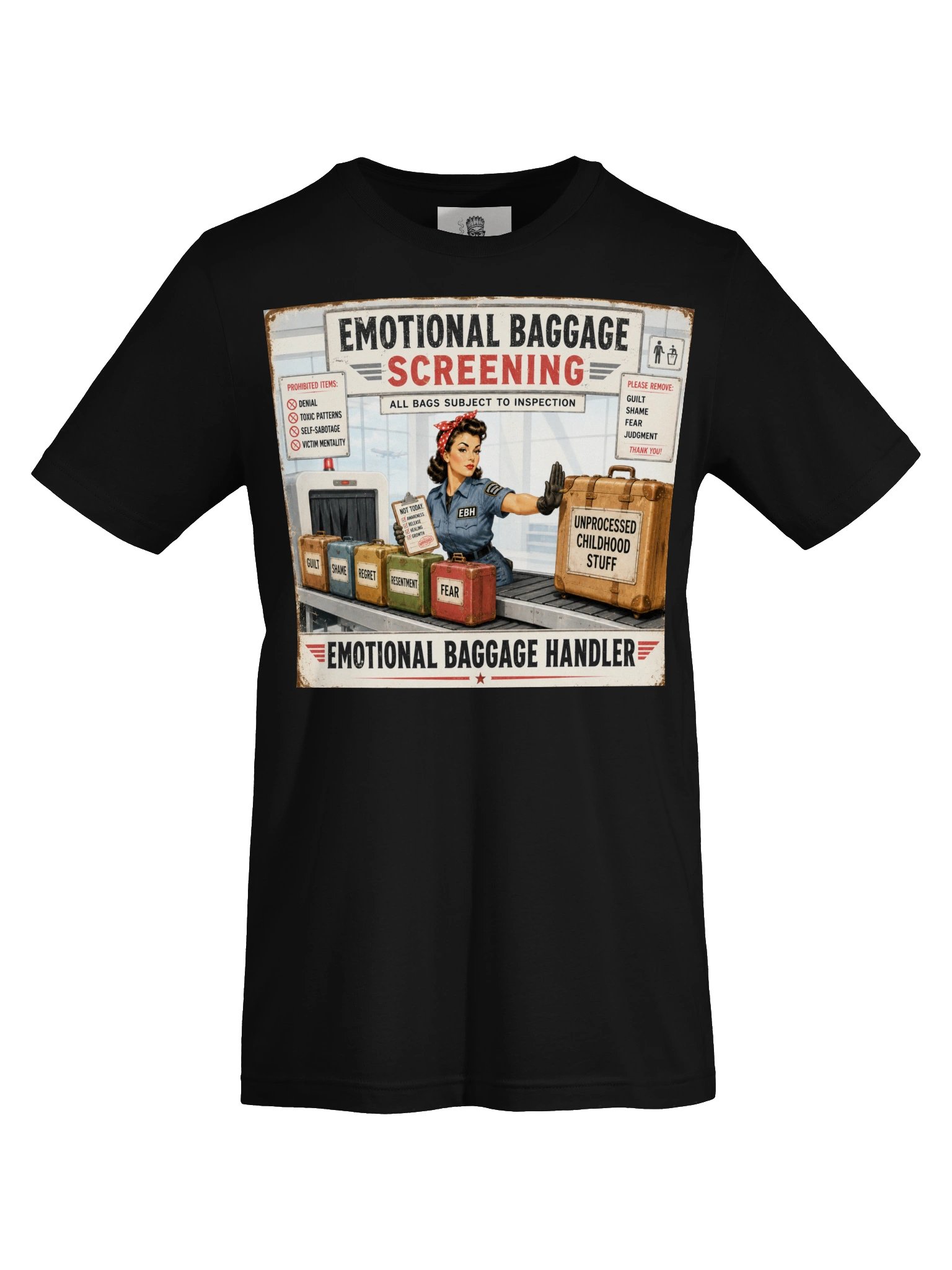 Emotional Baggage Screening – Emotional Baggage Handler Vintage Retro T-Shirt product image (5)