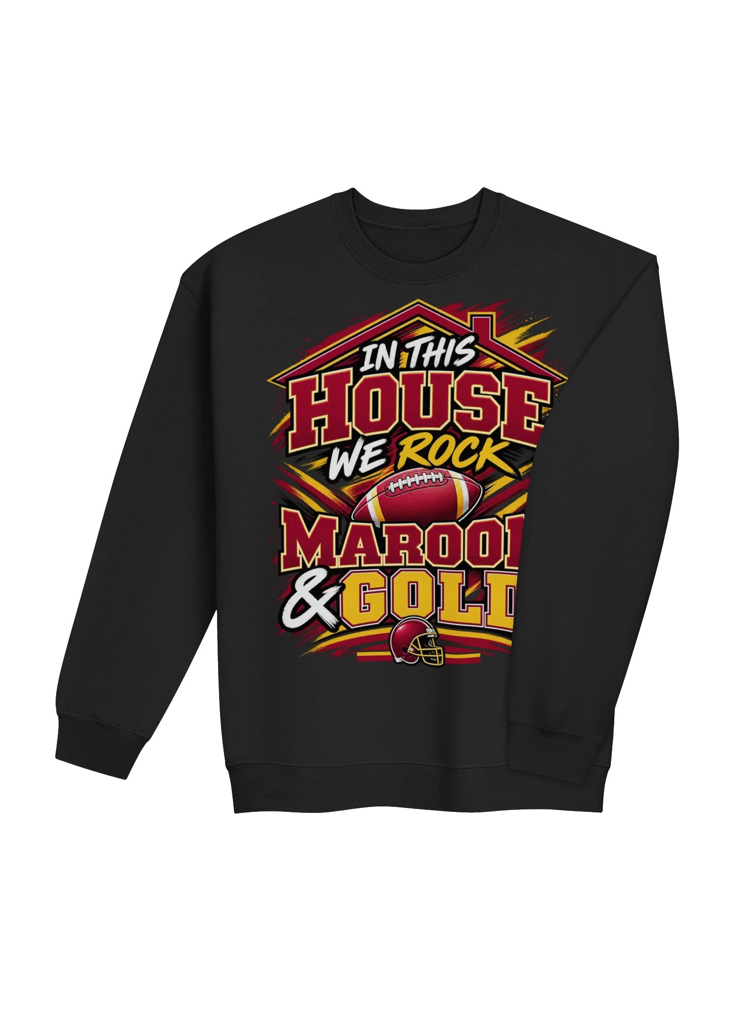 In This House We Rock Maroon & Gold Crewneck Sweatshirt product image (13)