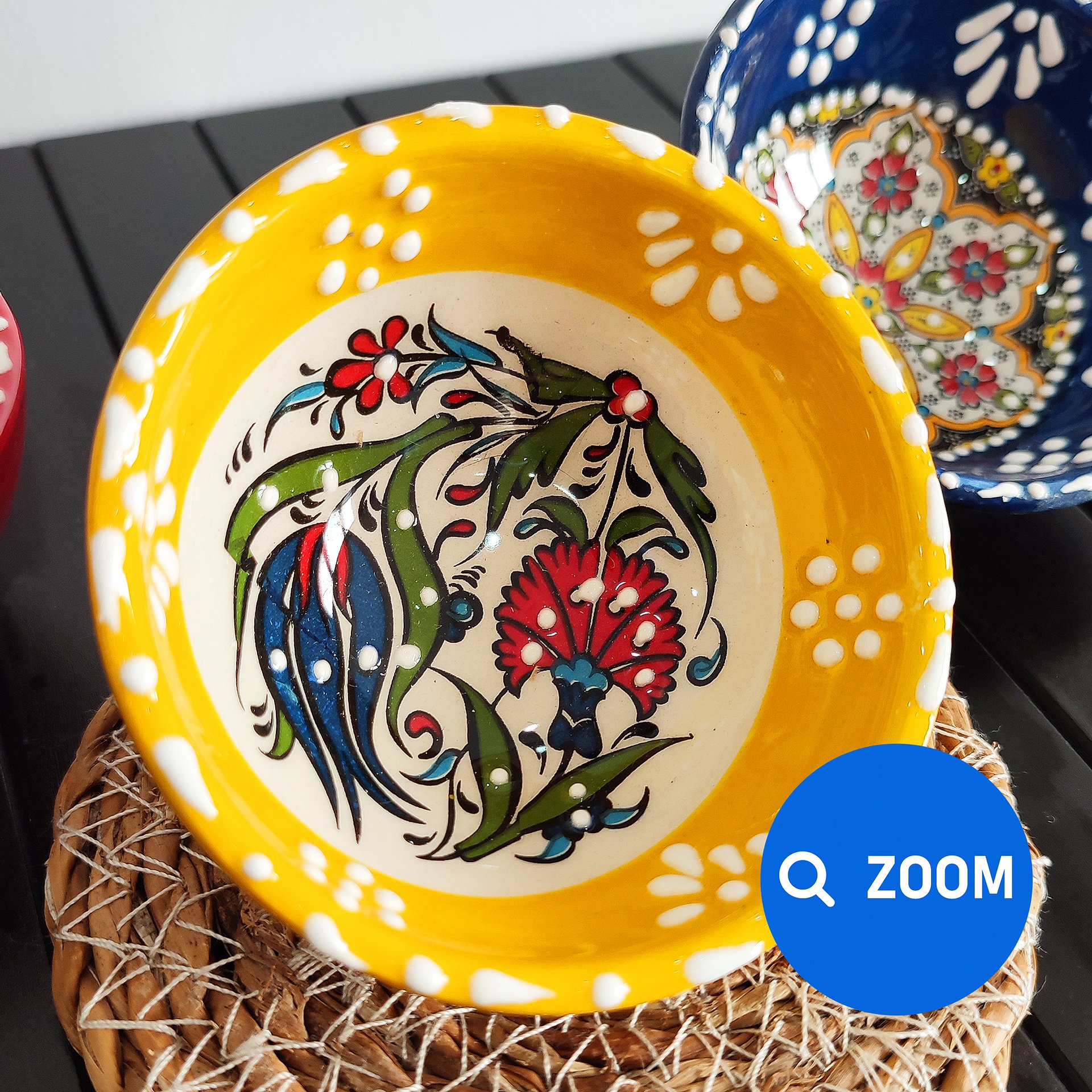 Ceramic set of 3 snack bowls (red), small — handmade pottery product image (6)