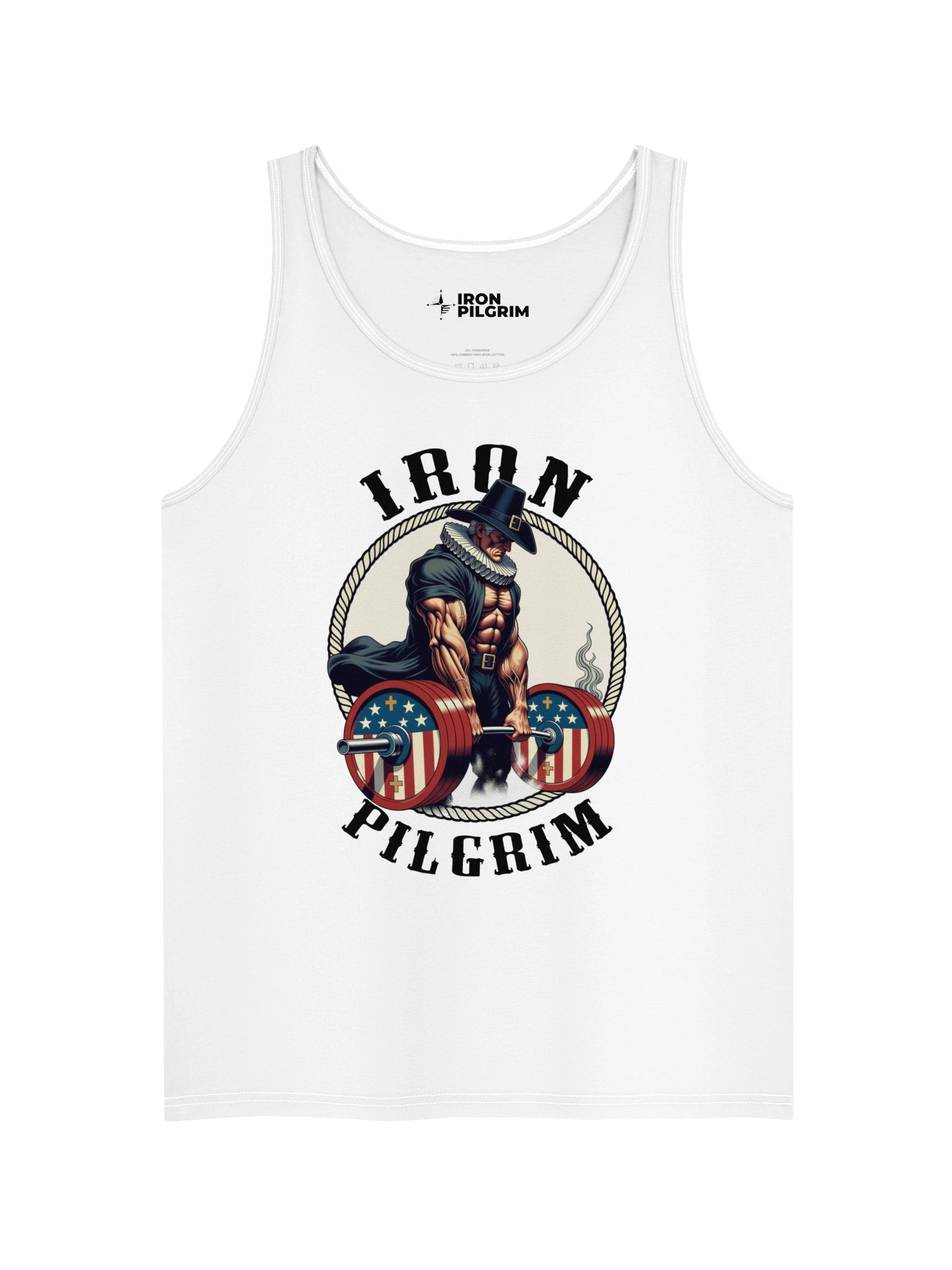 Iron Pilgrim Deadlift Badge Tank Top – Muscular Pilgrim Lifting Weights Gym Tank product image (11)