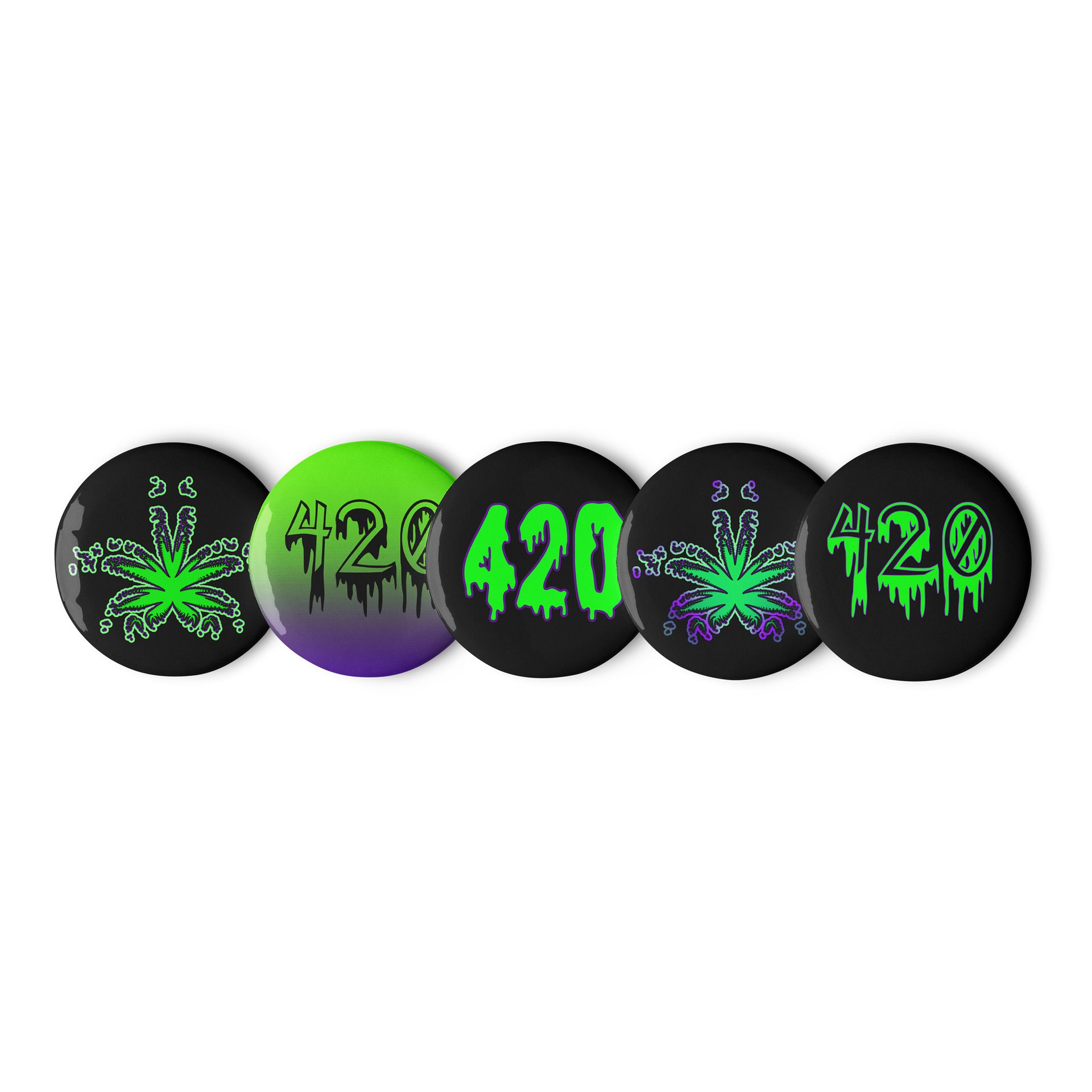 420 Green Purple Pot Leaf Pins, Creepy Cannabis Pin Button Set, Weed Lover Stoner Accessories product image (4)