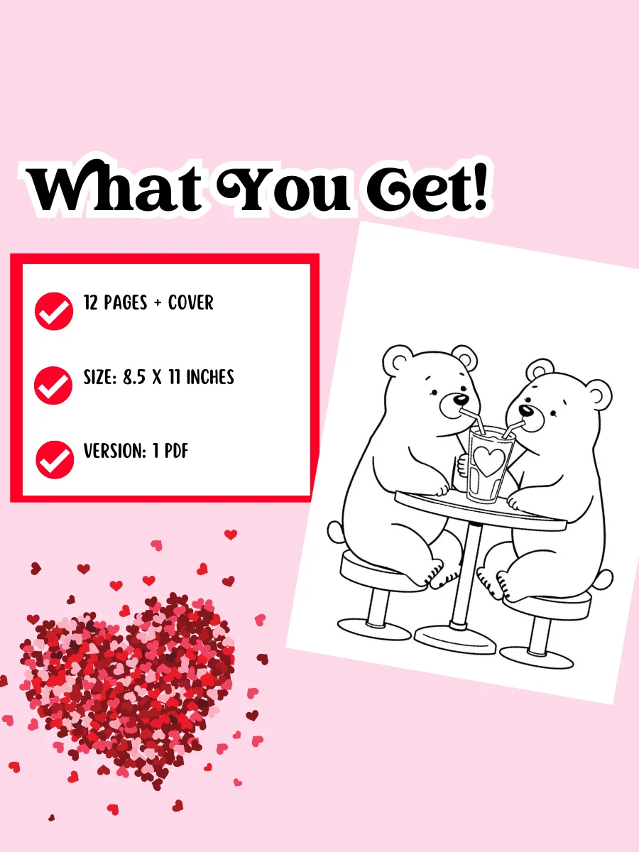 VALENTINE BEAR COLORING PAGES product image (4)