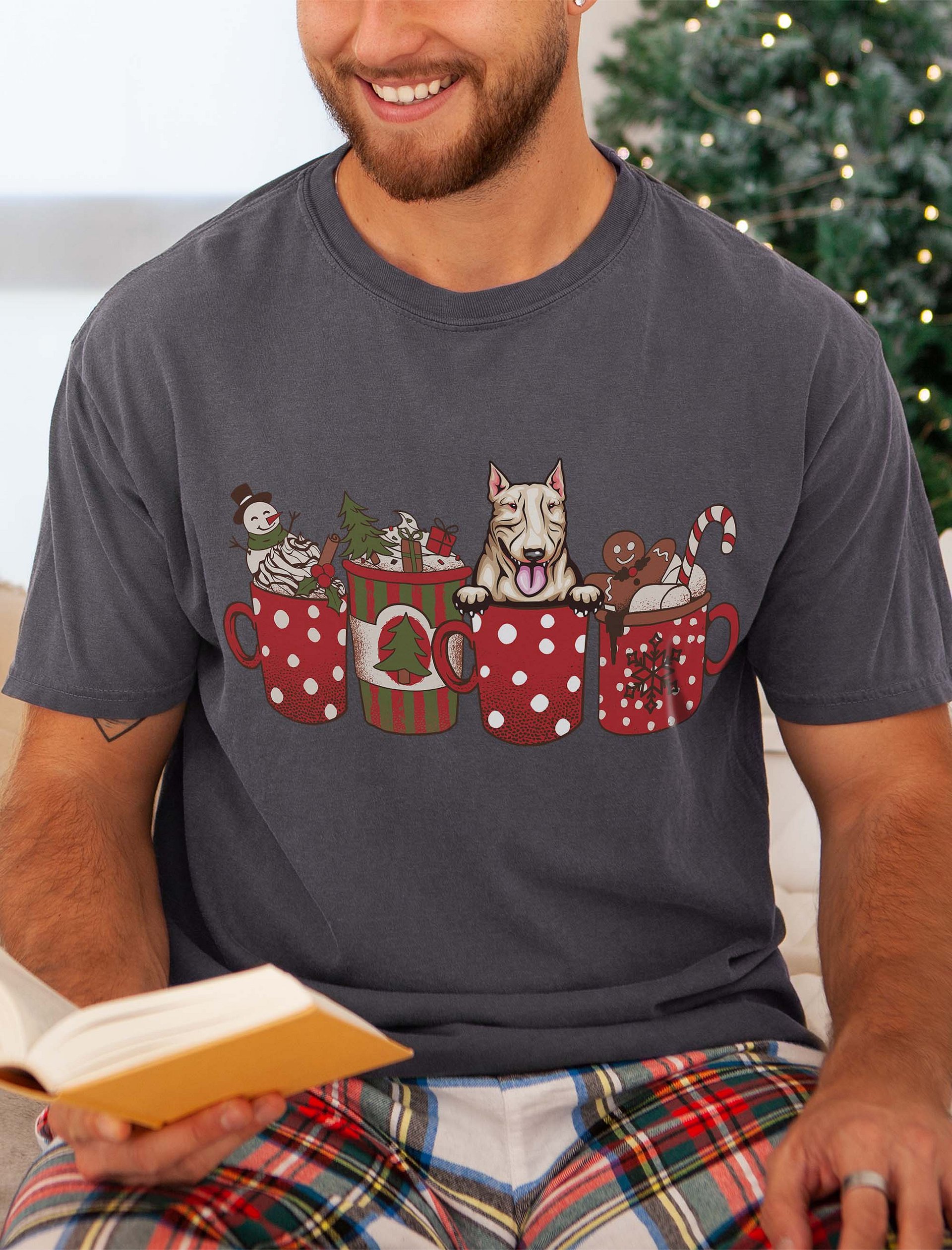 Cute Bull Terrier in a Christmas Cup T-Shirt | Funny Christmas Pup in a Cup product image (21)