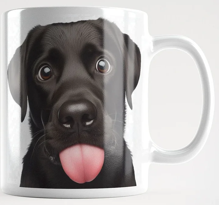 Rude Black Labrador #Humorous Glossy Mug - White product image (1)
