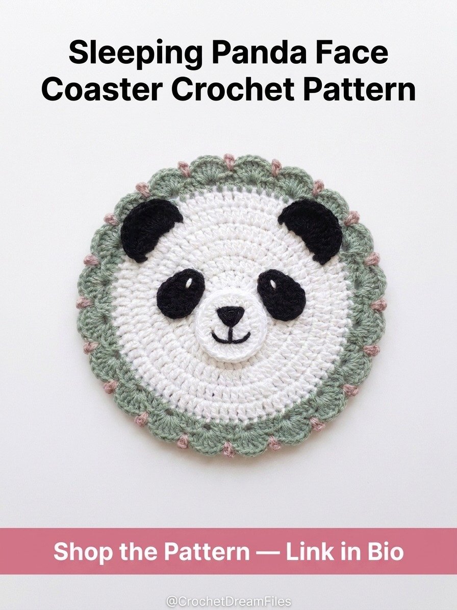 Panda Face Crochet Coaster Pattern product image (5)