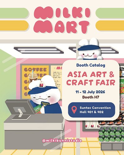 🛒 Attention shoppers! Milki Mart will be at @asia.artcraftfair this weekend! 🐰💕

Manager Bunni may or may not have eaten half...