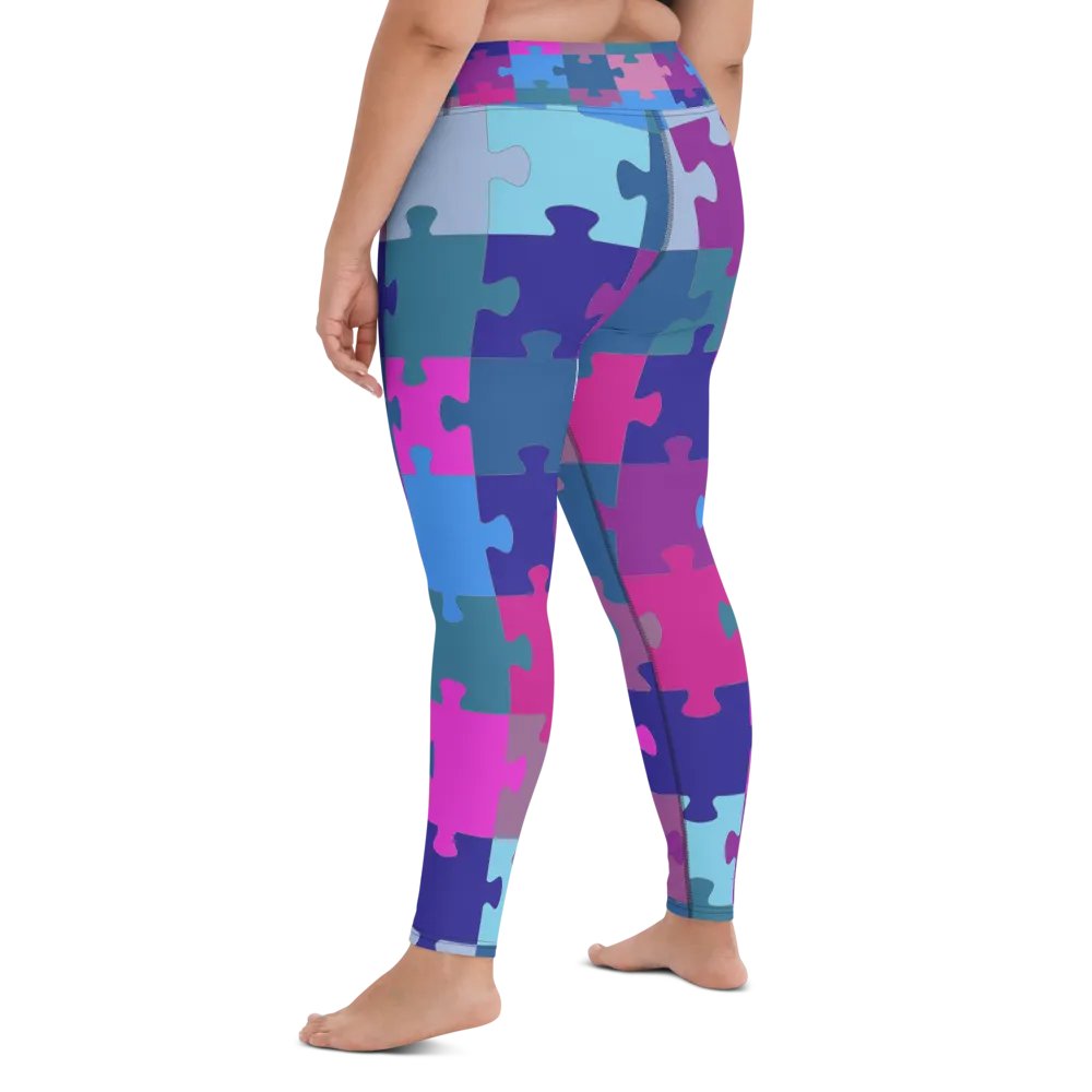 Multi-Colored Geometric Puzzle Pattern Yoga Leggings product image (11)