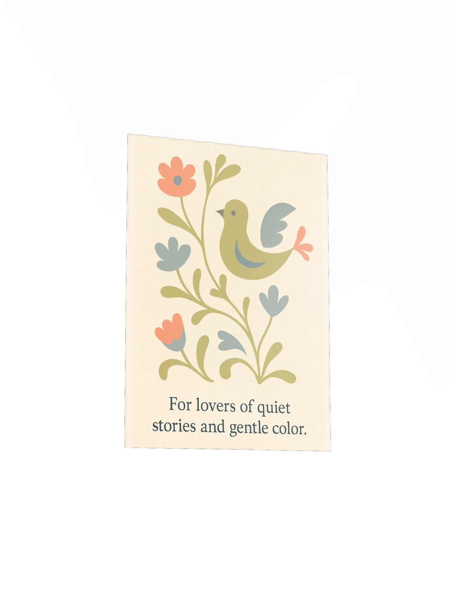 Gentle Bird & Floral Poster – Soft Beige with Quiet Storytelling – by M-Art & Design - Printed Poster product image (3)