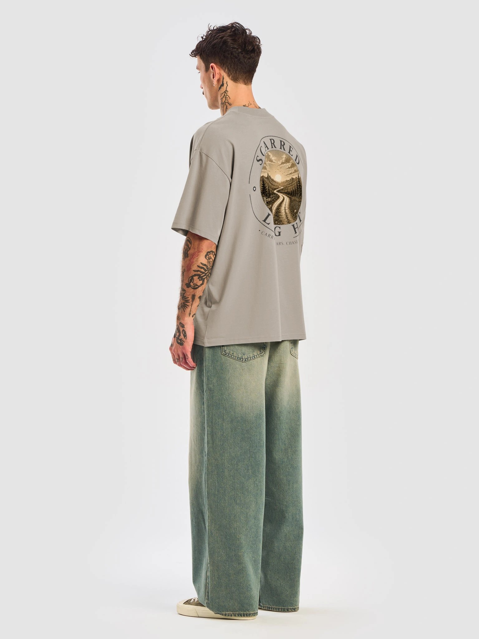 Scarred Light Organic Oversized T-Shirt product image (8)