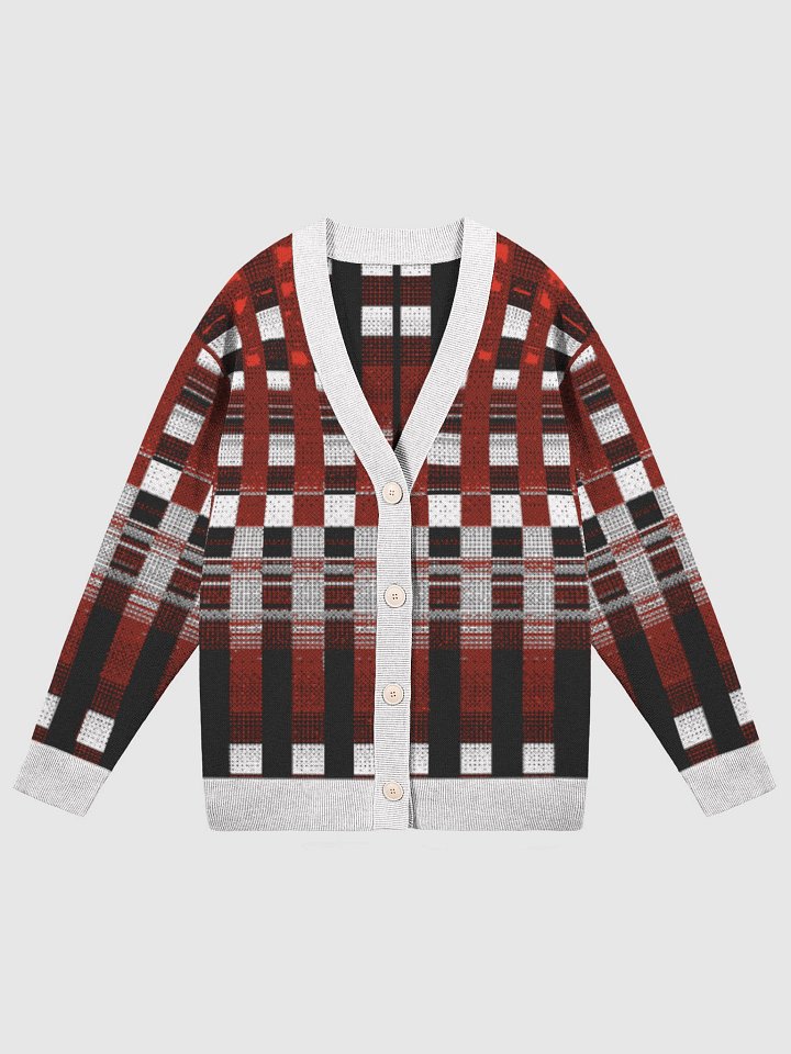 Retro Plaid – Red & Black | Knitted Cardigan product image (1)
