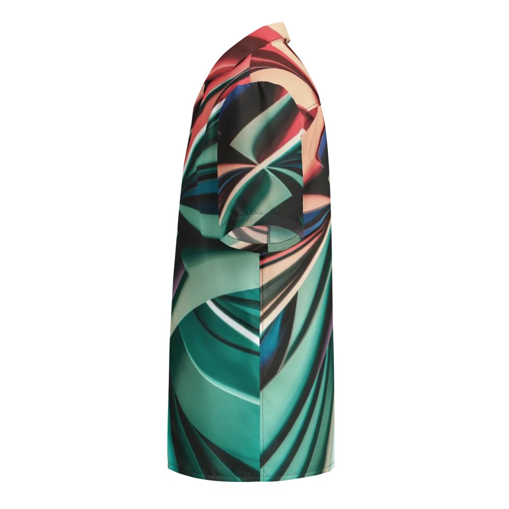 Graphic Grove Abstract Geometric Unisex Hawaiian Shirt - Vibrant Teal & Multi-Colour Design product image (3)