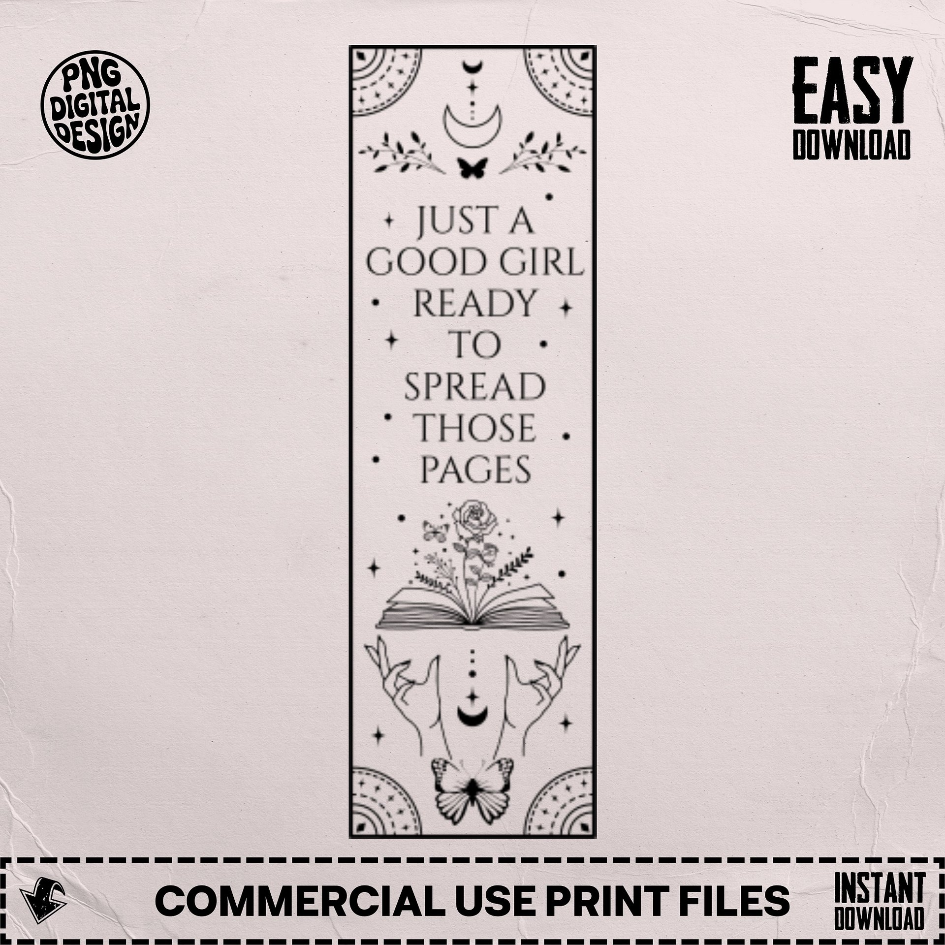 Smut Bookish Good Girl Reader Tarot Bookmark SVG, Laser Cut File, Celestial Butterly Floral Books Dark Romance, Instant Digital Download product image (6)