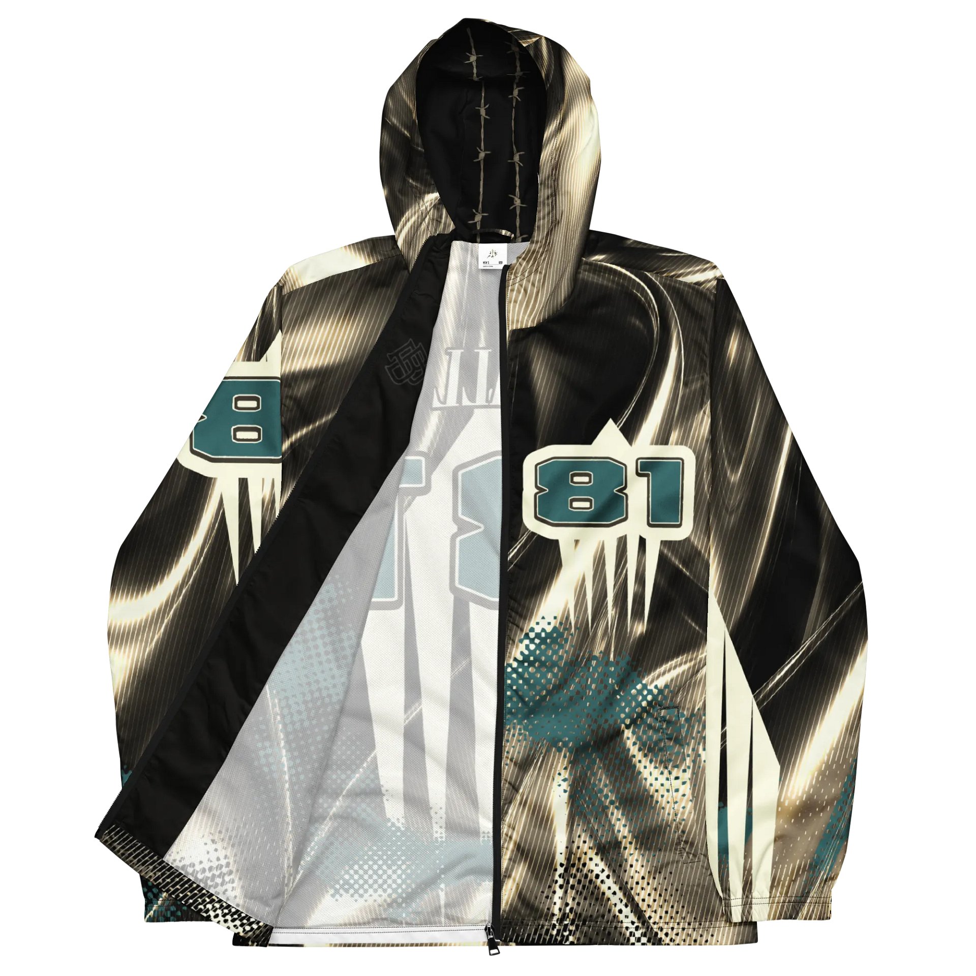 Haftone glow windbraker, black and sepia waves product image (2)