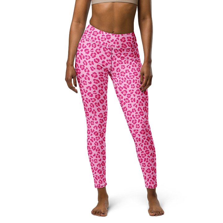 Stylish Custom Yoga Leggings with Cute Pink Leopard Print Design product image (1)