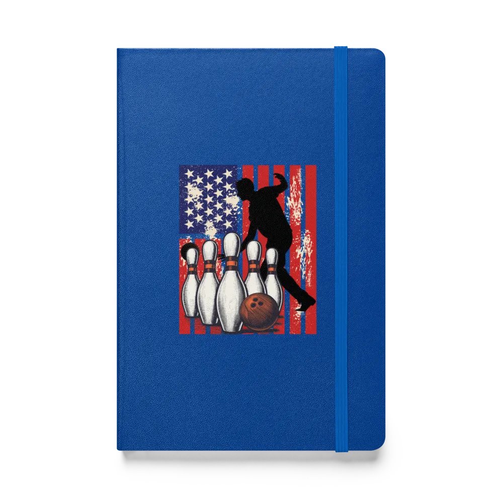 Flag American Bowling Strike & Scribble Silhouette Hardcover Notebook product image (1)