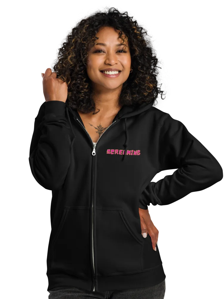 Screaming Cockatoo With Text on the Front Classic Zip Hoodie Multicolor product image (22)
