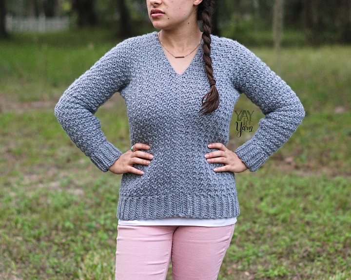 Textured Pullover - PDF Crochet Sweater Pattern & Video Tutorial product image (1)