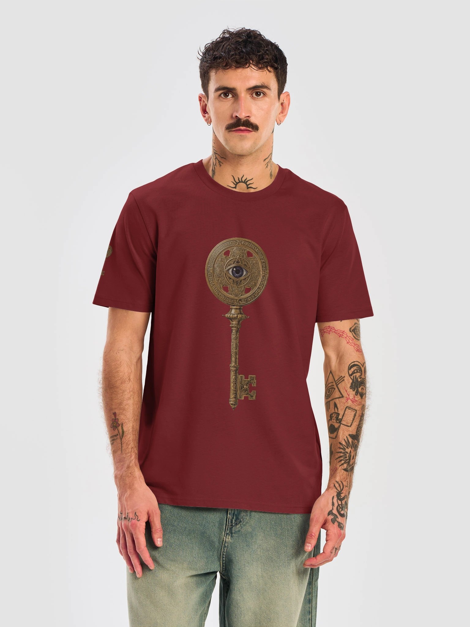 The Gatekeeper’s Key – Burgundy Sigil Edition (Front + Right Shoulder Print) product image (5)