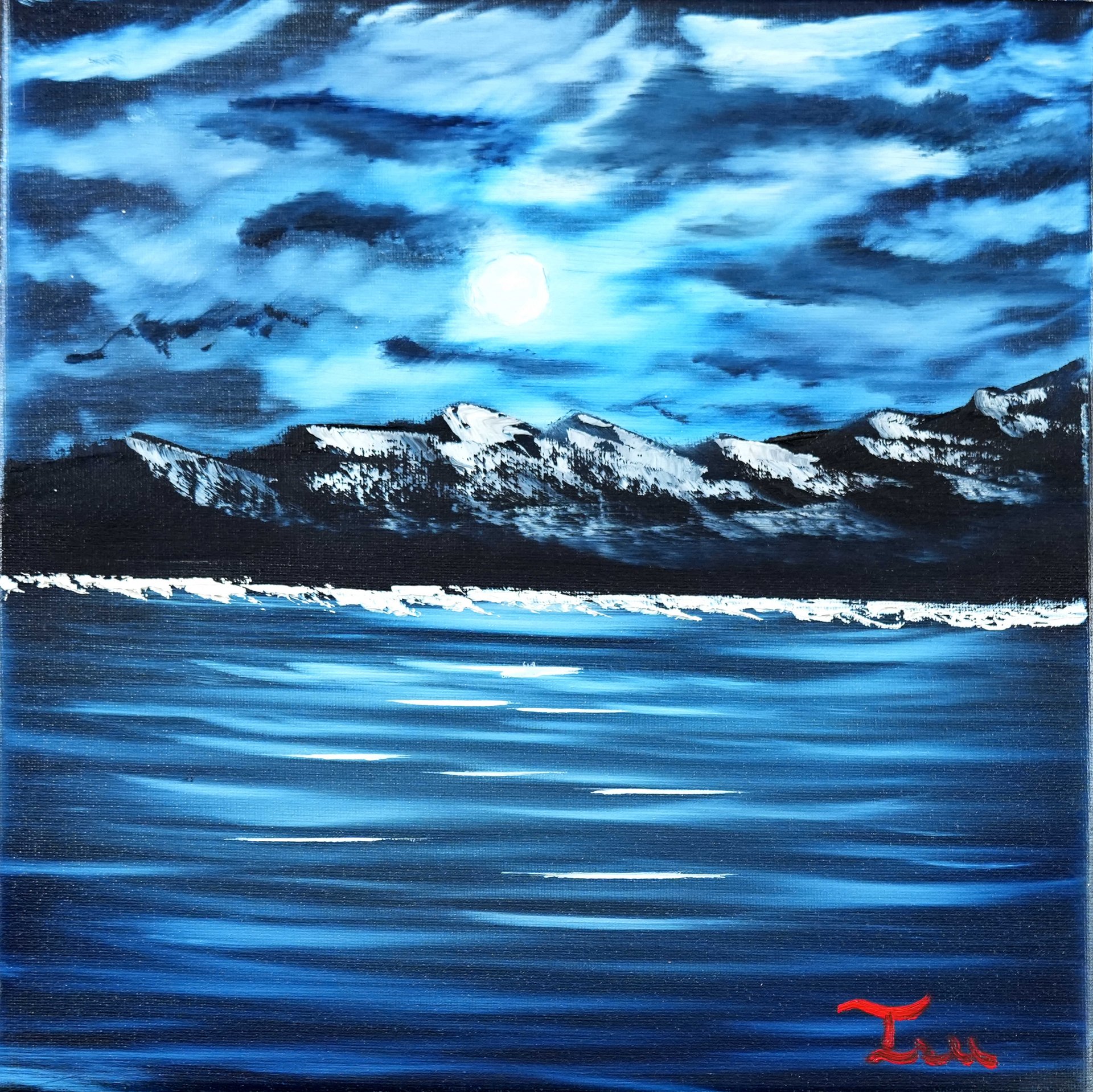 The Night Ocean (Original) 12x12 Canvas product image (1)