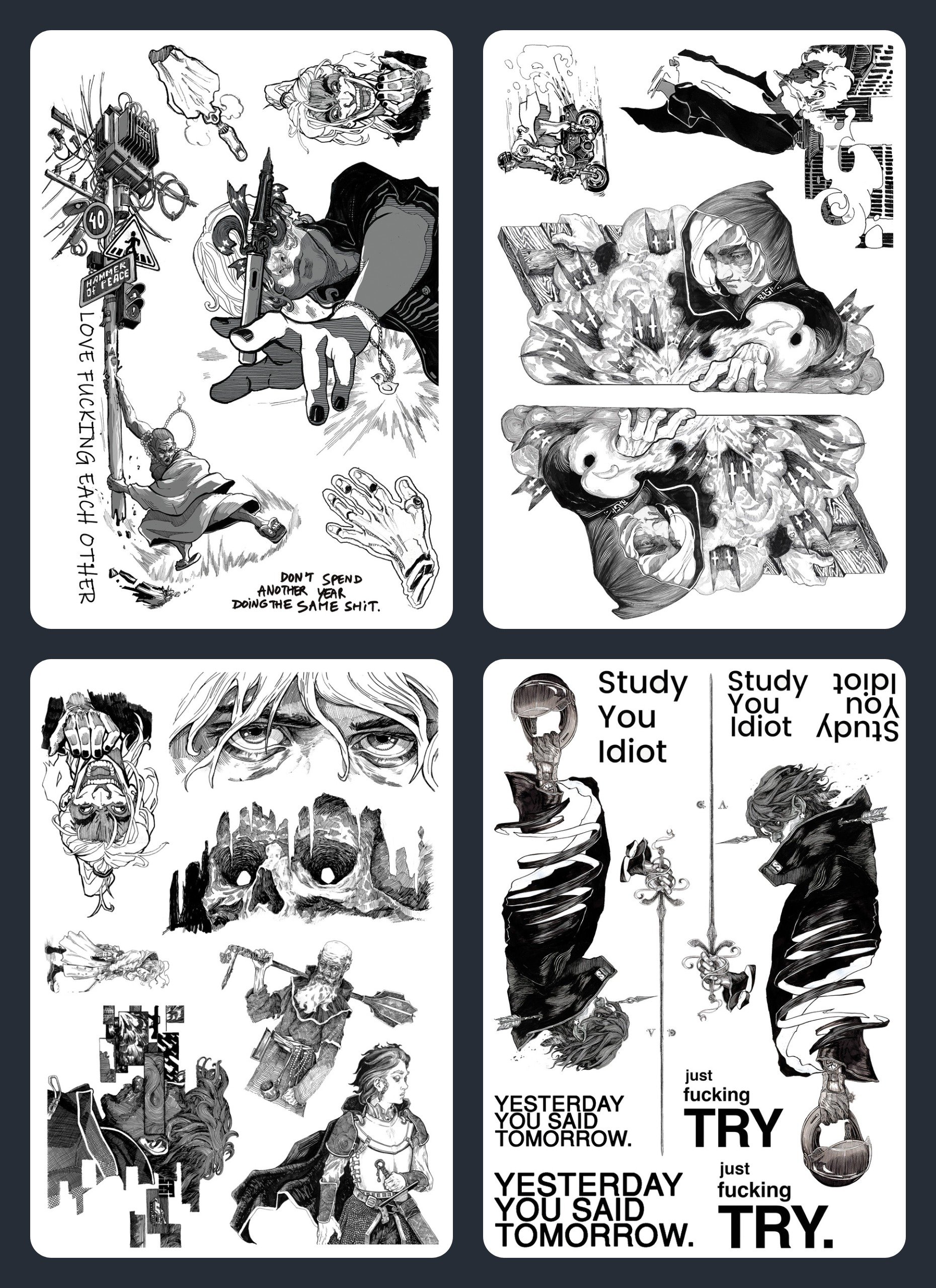 "Black" 4 stickerset A5 product image (1)