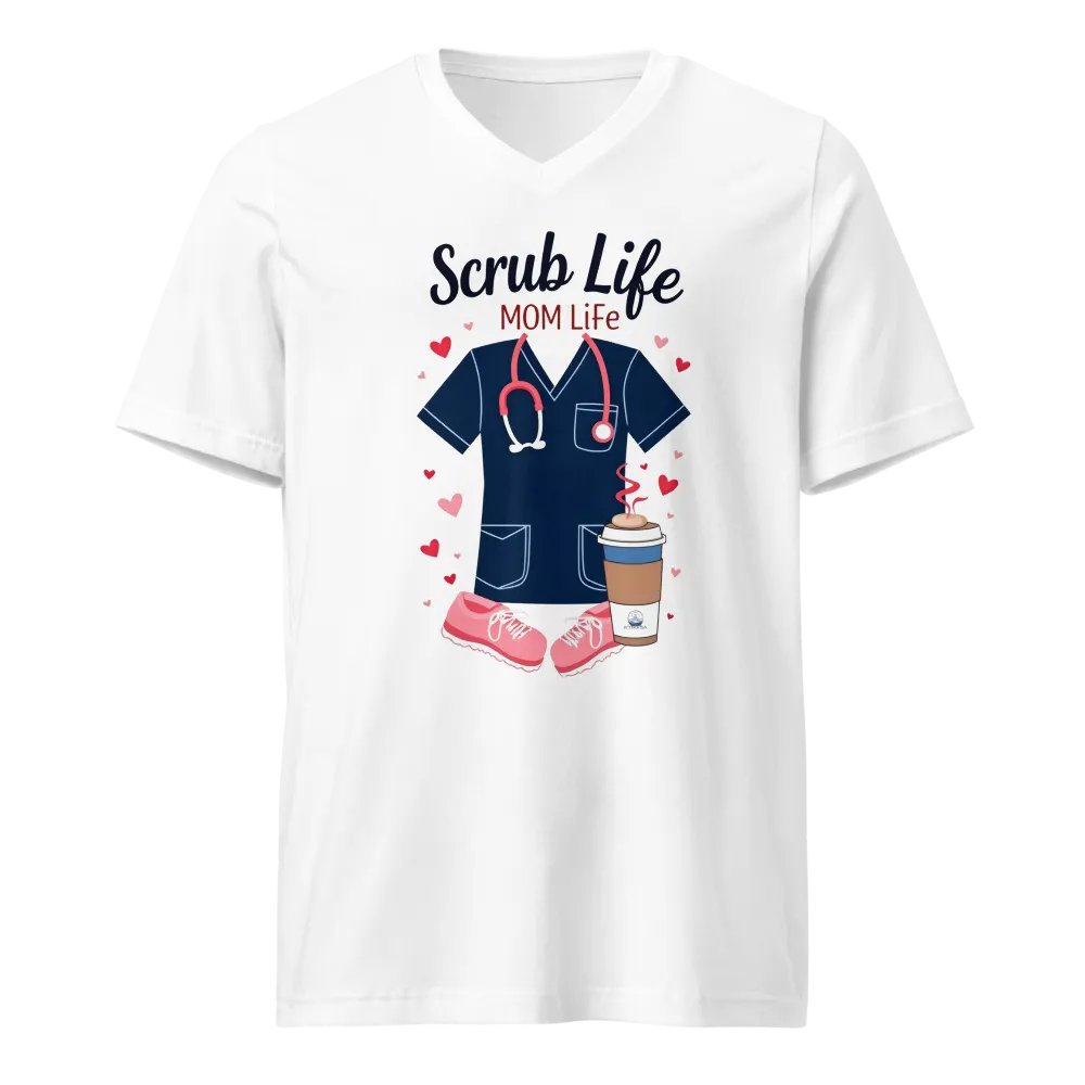 MOM Life Scrub Life v-neckTee product image (1)
