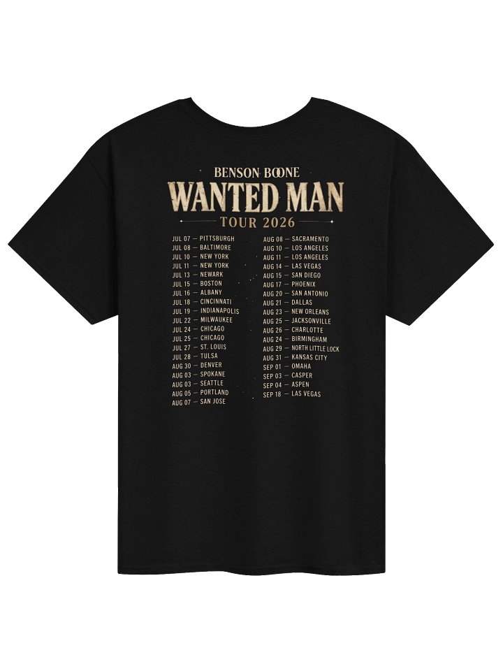Benson Boone Wanted Man Tour 2026 Tshirt product image (2)