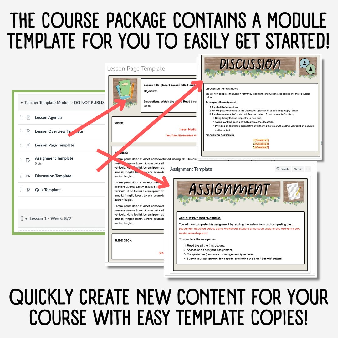 Canvas LMS Template - COURSE BUNDLE - Eucalyptus Farmhouse - 100% Customizable product image (10)