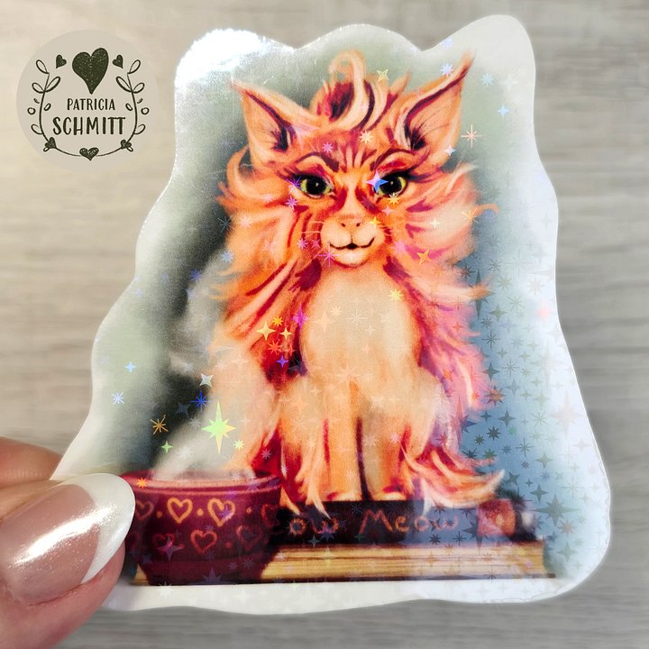 Meow Book Kitty Holographic Sticker product image (1)