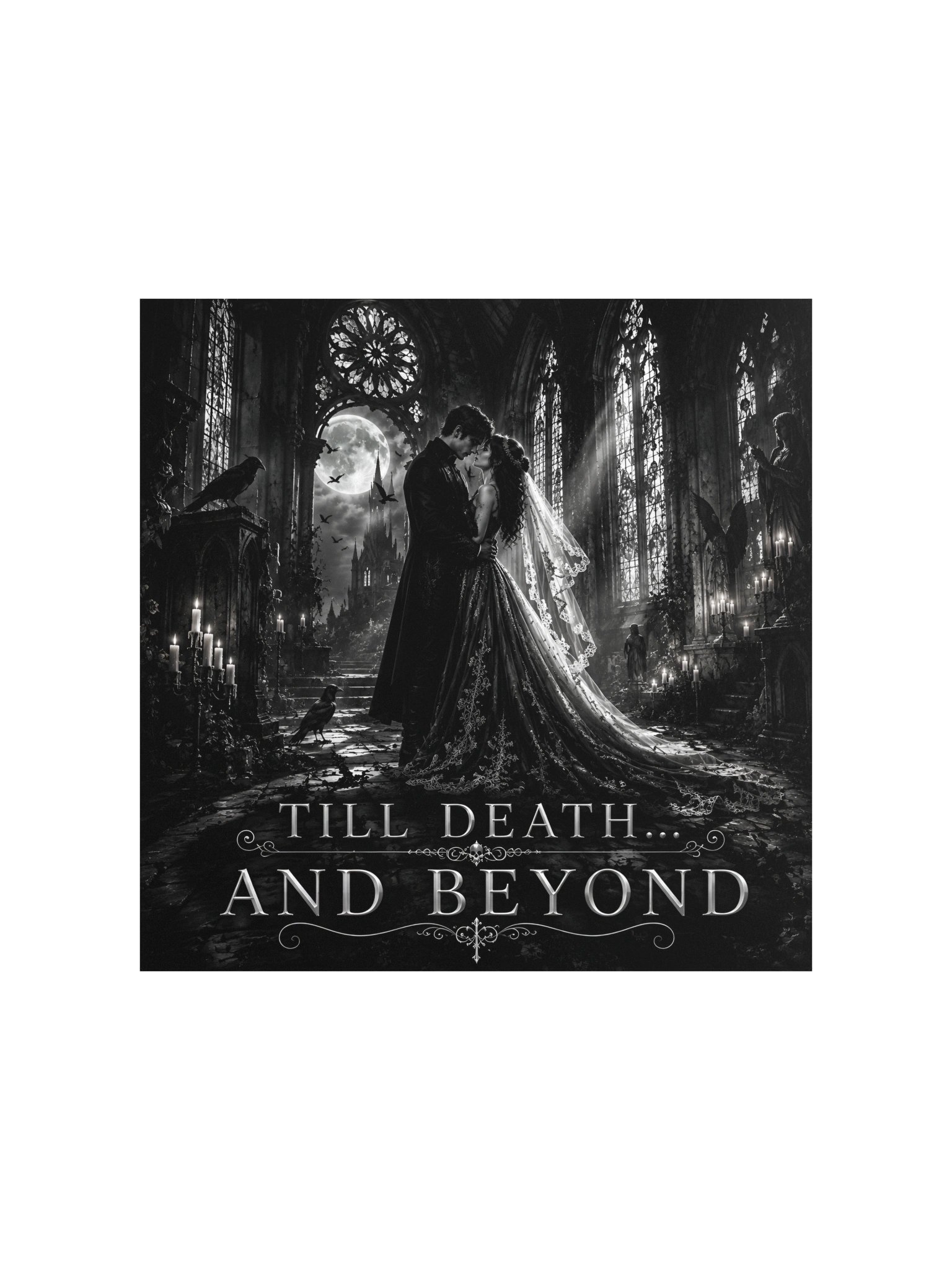 Gothic Wedding Wall Art, Till Death and Beyond, Dark Romance Romantasy Couple Poster product image (2)