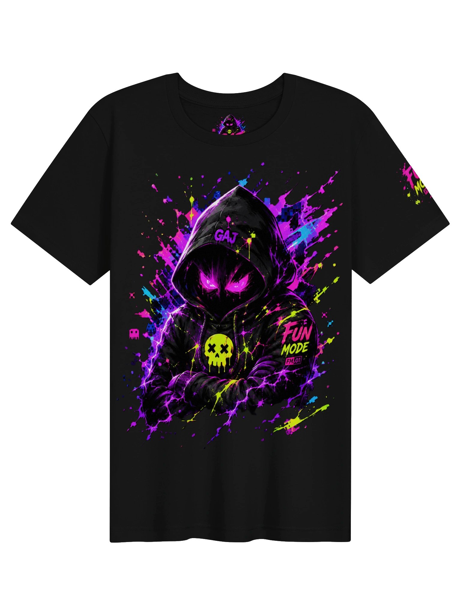 GAJ Fun Mode FM.01 – Neon Chaos Gamer Tee product image (1)