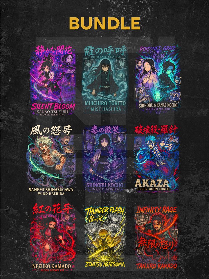 9-Piece Demon Slayer T-Shirt PNG Bundle product image (1)
