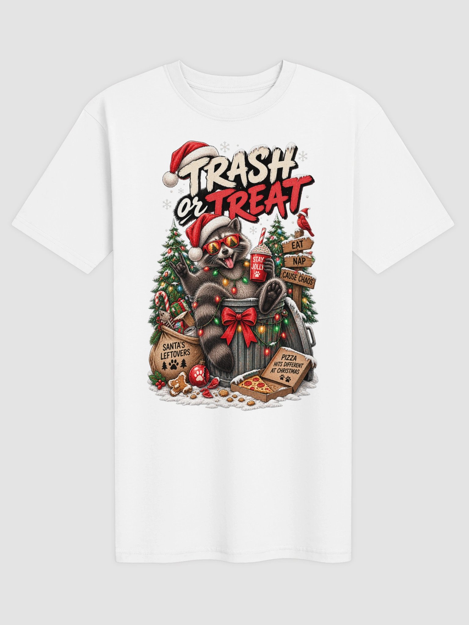 Trash or Treat Raccoon Christmas Shirt | Funny Trash Panda Holiday Tee product image (3)