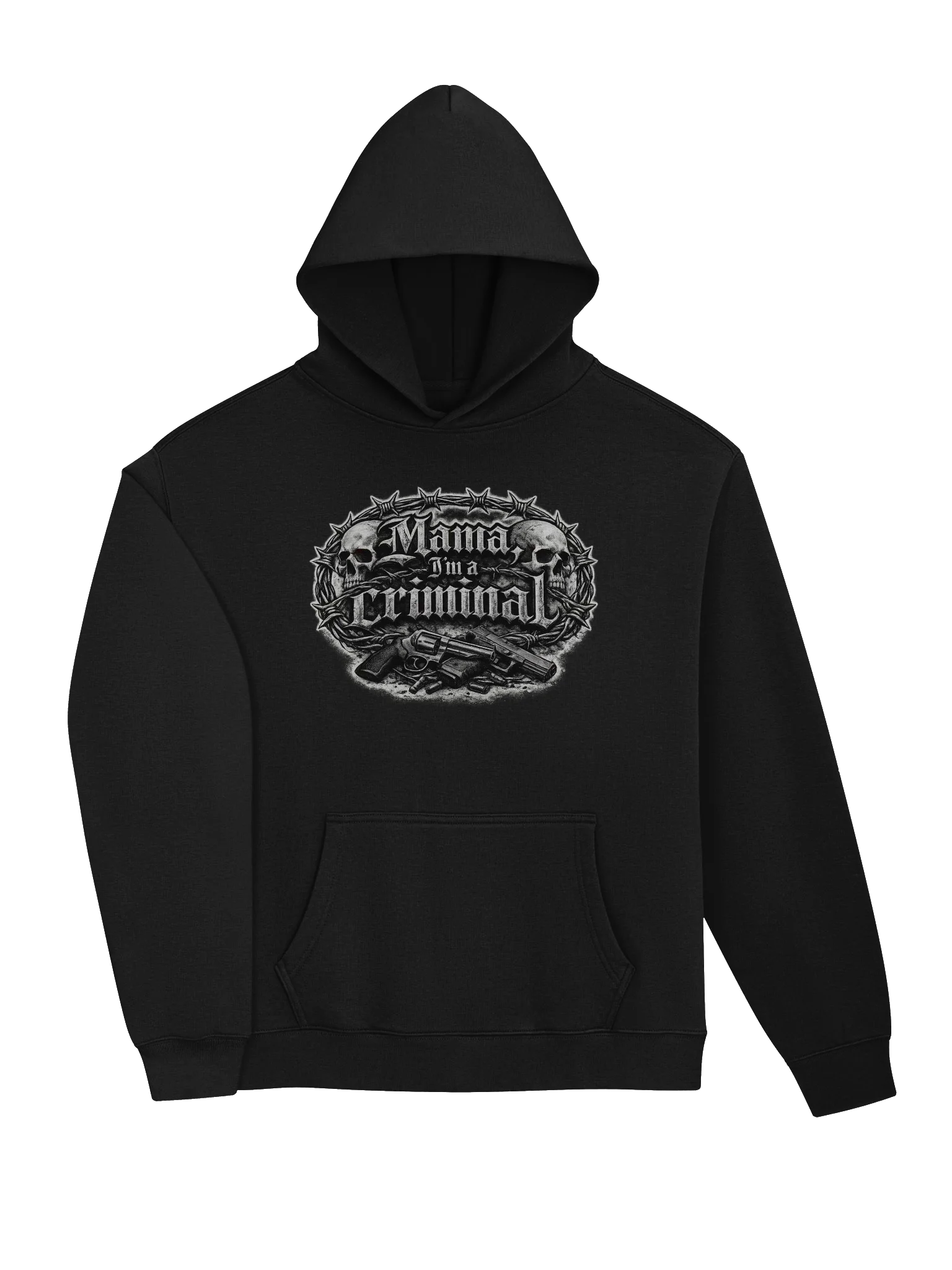mama i'm a criminal premium hoodie black product image (3)