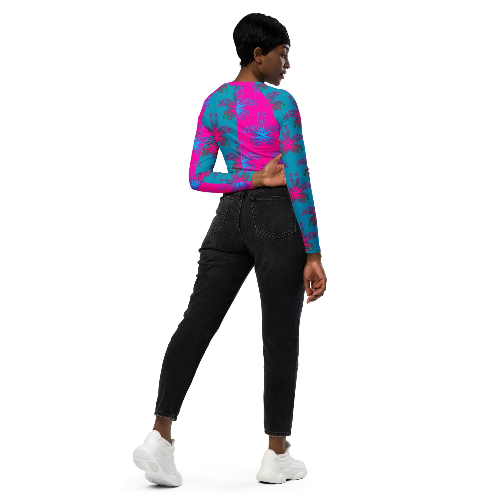 Cotton Candy Color Cannabis Stoner Shirt, Ganja Weed Festival Fashion Recycled Long-Sleeve Crop Top, 420 Summertime Twisted Budz Beach Style product image (7)