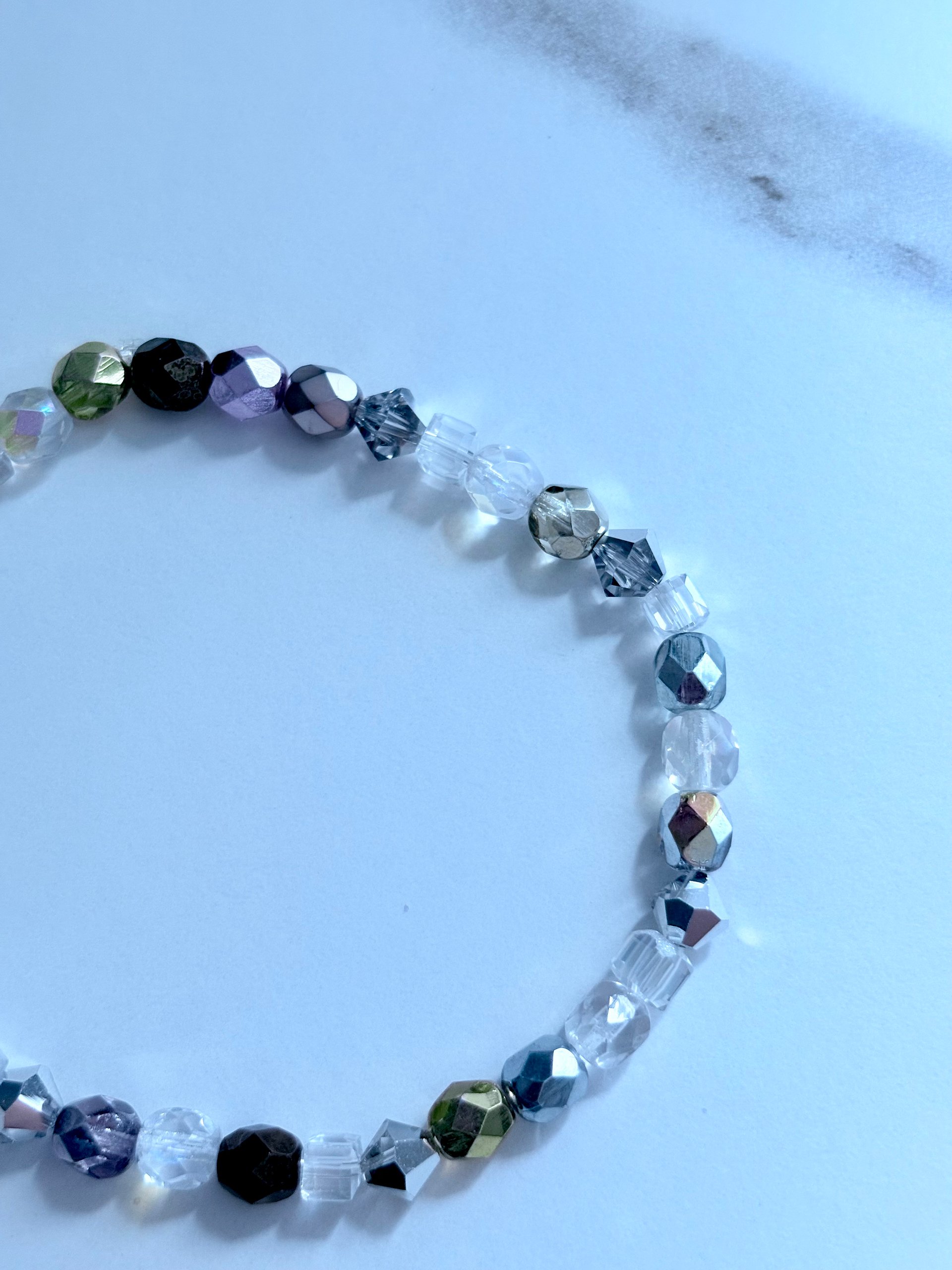 MFD-00167 | Handmade 8" Clear & Metallic Bead Stretch Bracelet | Coastal Charm Jewelry by Monique Faella Designs™ product image (2)