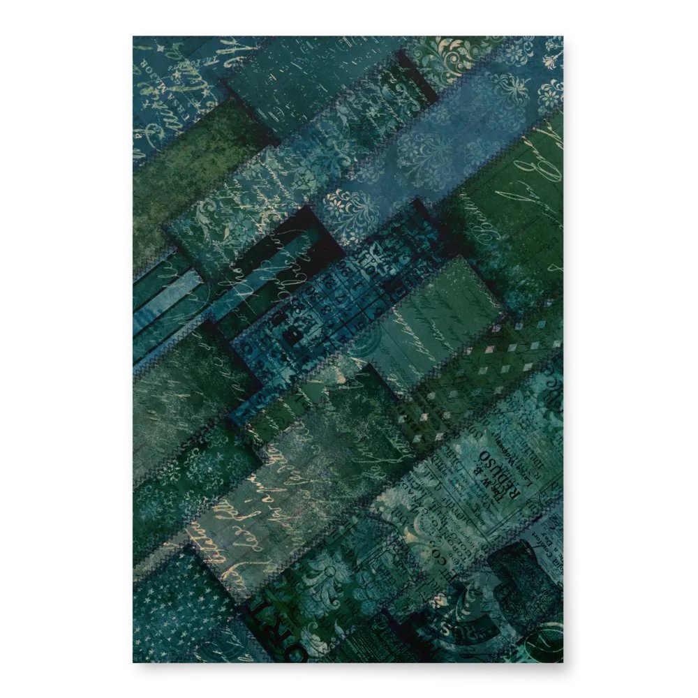 Elegant Vintage Green Blue Script Wrapping Paper product image (2)