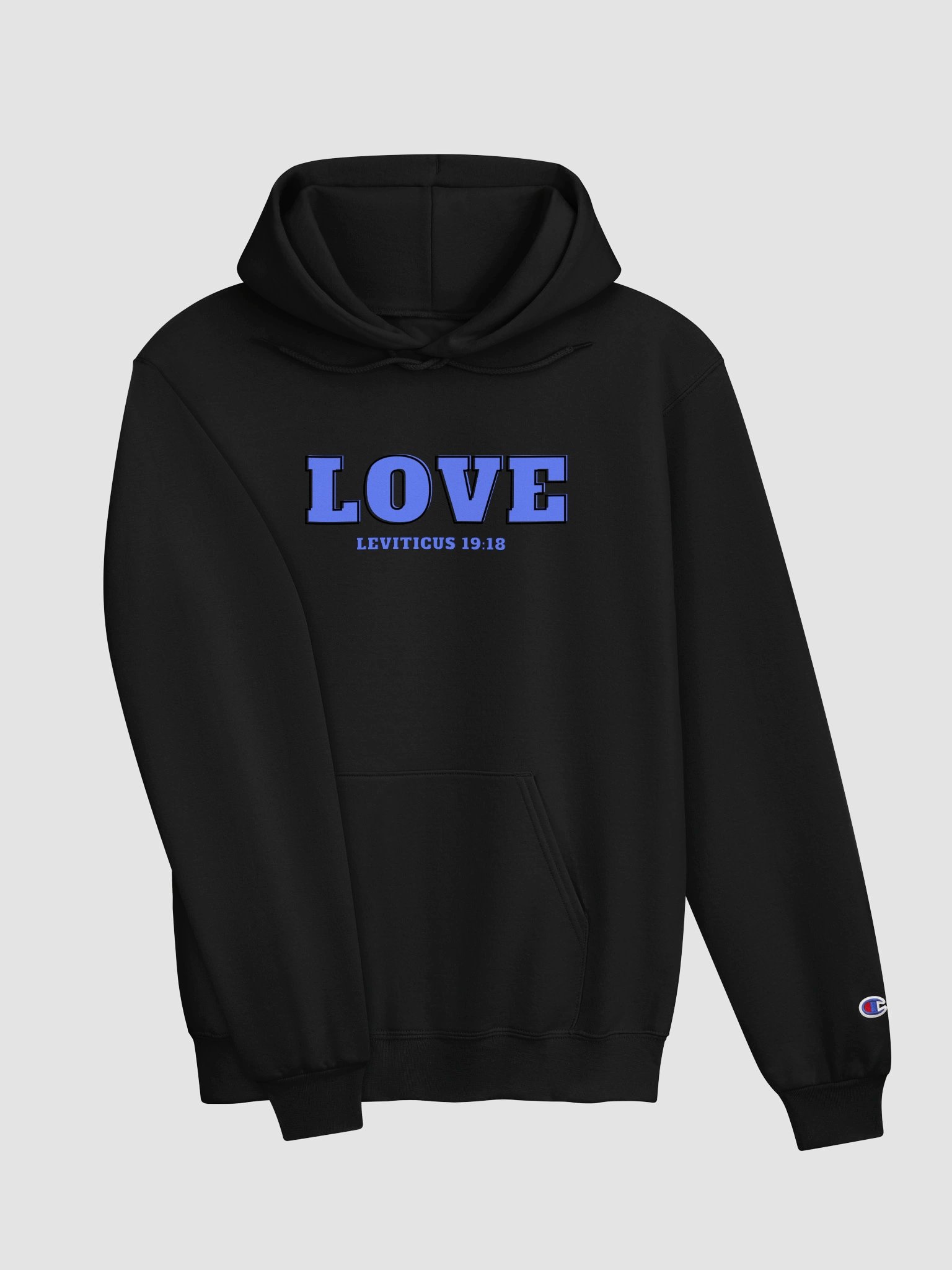 Blue "Love" Your Neighbor Heavyweight Cozy Hoodie product image (3)