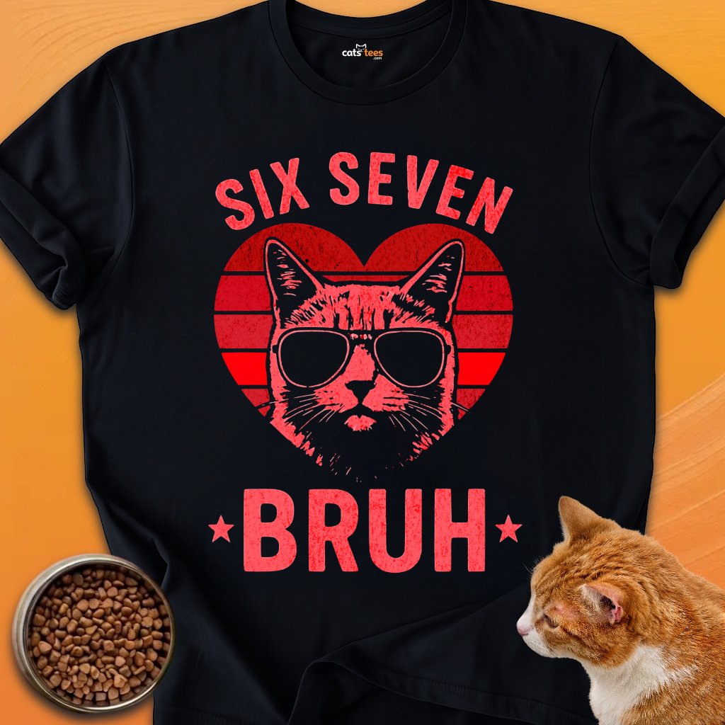 Six Seven Bruh Cat Heart T-Shirt product image (1)