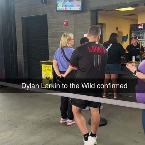 Wild fans are trying to manifest Dylan Larkin at the Twins game

📸: @kirstenannkrull 

#minnesotawild #nhl #nhlnews