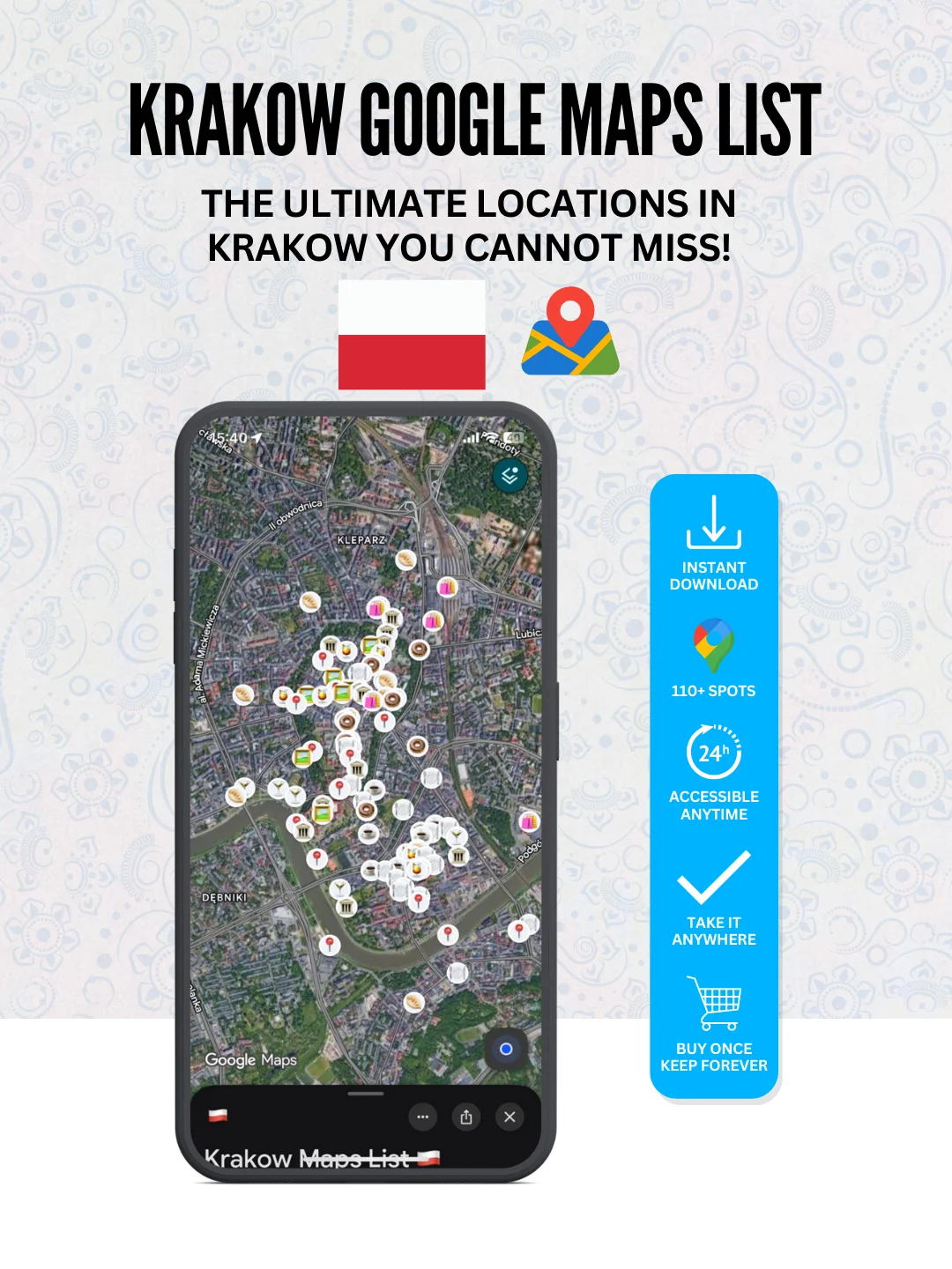 Krakow: 110+ Best Locations (Instant Google Maps Digital List) product image (1)
