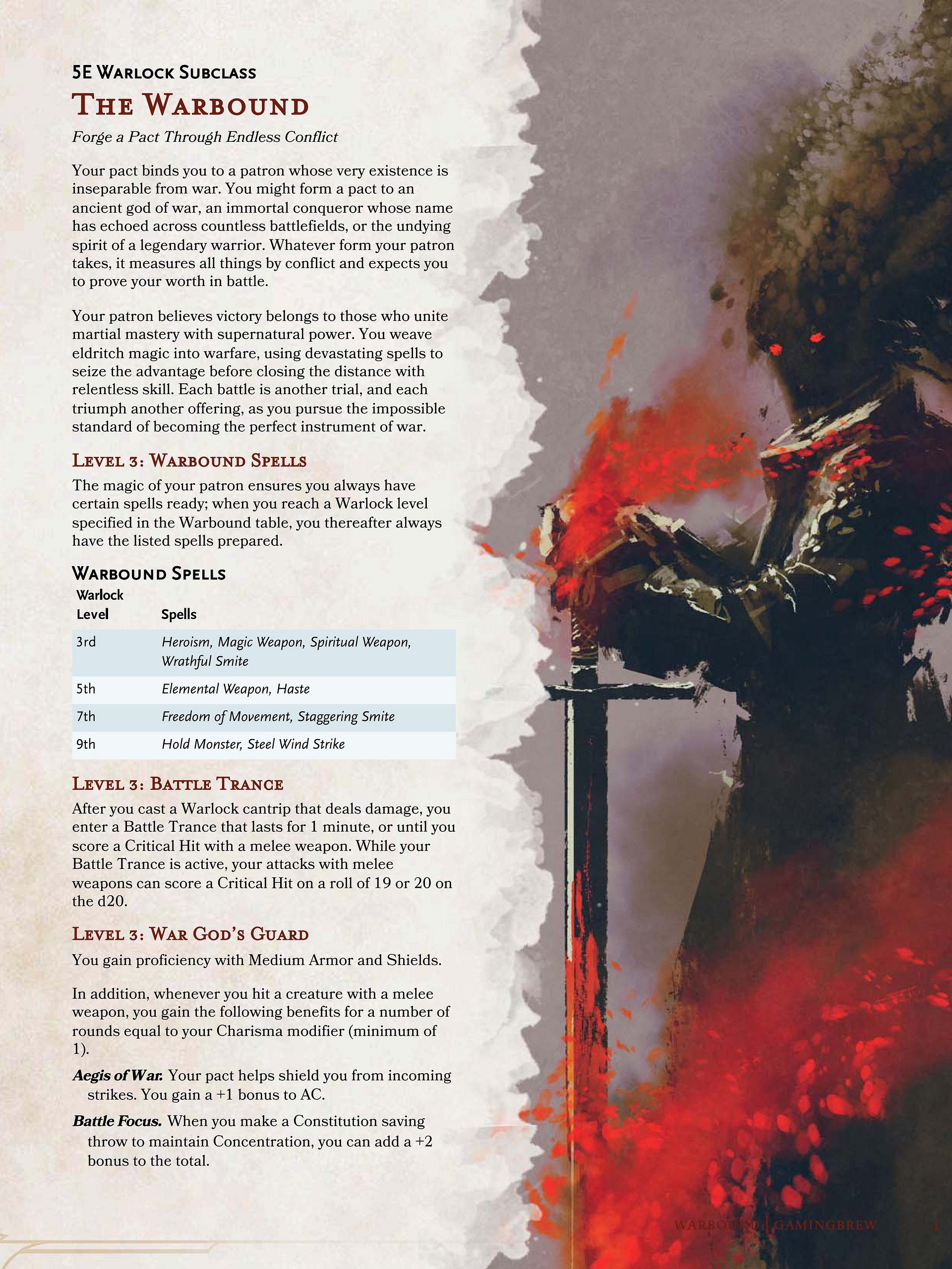Warbound | 5.5E Warlock Subclass product image (2)