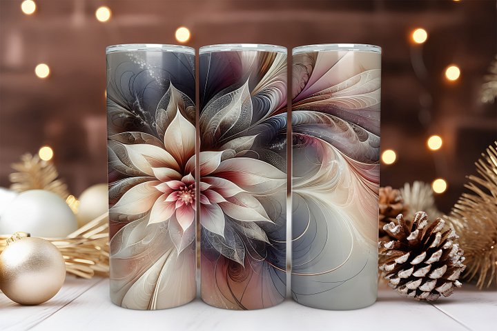 Neutral Floral 20 oz Skinny Tumbler Sublimation Design Digital Download PNG Instant DIGITAL ONLY Abstract Flower Tumbler Wrap product image (1)