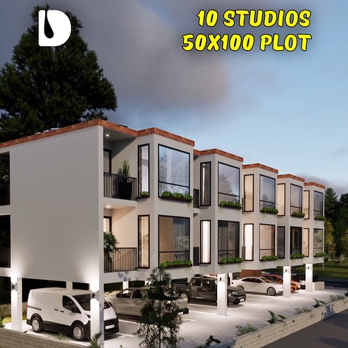 10 Studio Apartments on a 50x100 Plot
Optional Elevator access
Low cost design ideal for Shortlet, AirBnB, Hostels, Young Cor...