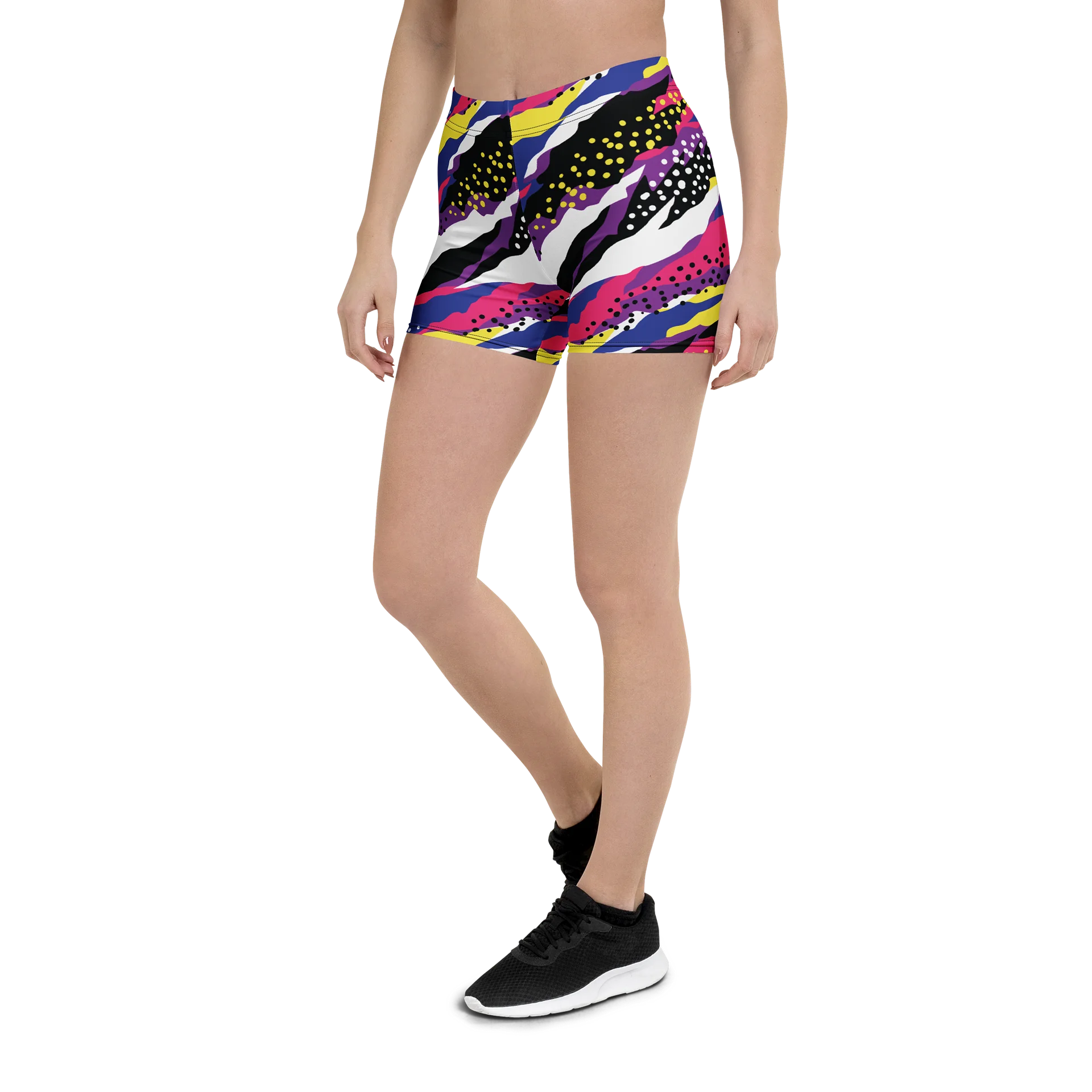 Retro 90s Cyber-Pop Waves | Vibrant All-Over Print Shorts product image (5)